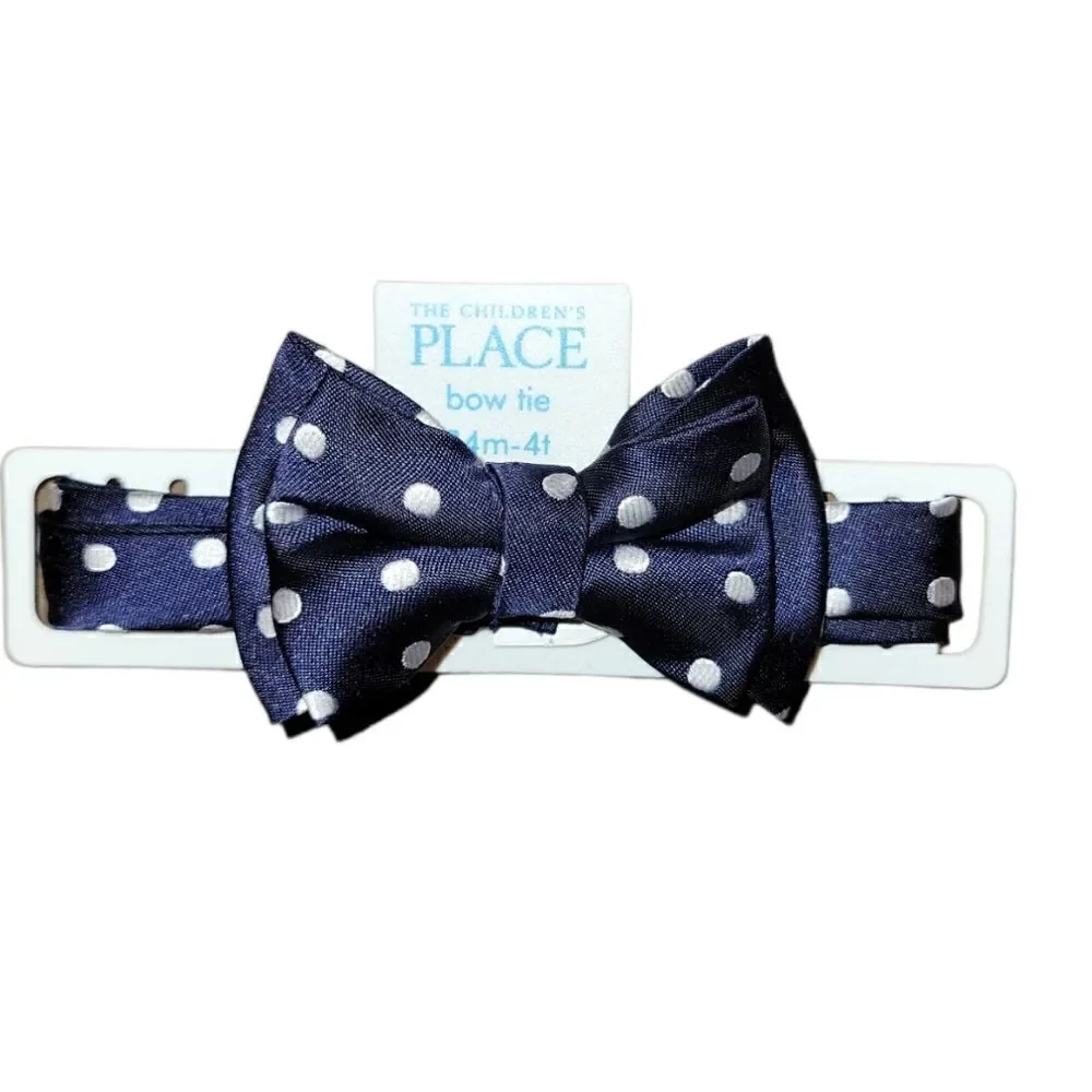 NWT Boys Navy Blue and White Polka-dot Bow Tie 24M-4T